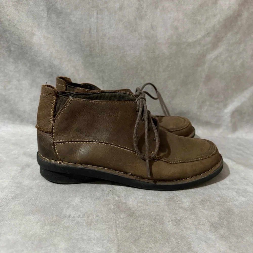 Clarks Chukka Boots Womens 6W Brown Good Leather Moc Toe Lace Up 260630044060